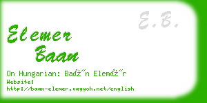 elemer baan business card